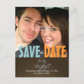 Plain, Bleu + Brown Enregistrer la date Carte post (Devant)
