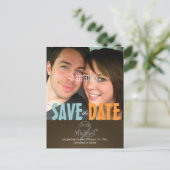 Plain, Bleu + Brown Enregistrer la date Carte post (Debout devant)