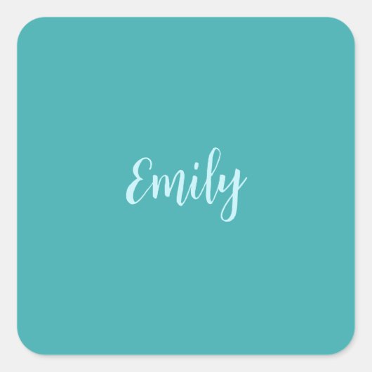 Plain Blue Green Modern Minimalistisch Vierkante Sticker (Voorkant)