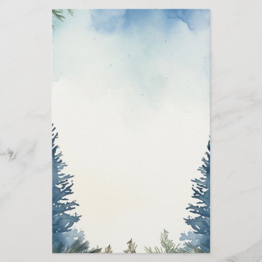 Plain Blue winterpijnbomen notitieblok Briefpapier (Voorkant)
