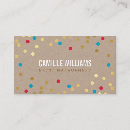 PLAIN BOLD MINIMAL confetti goud rood blauw kraft Visitekaartje (Voorkant)