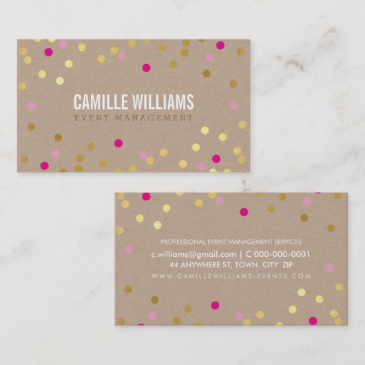 PLAIN BOLD MINIMAL confetti goud roze schattig kra Visitekaartje (Voorkant / Achterkant)