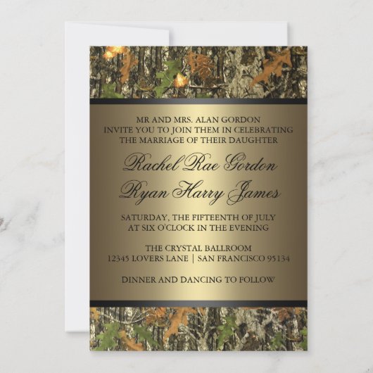 Plain Camo Wedding Invitation Kaart (Achterkant)