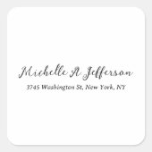 Plain Classical Handwriting Creative Trendy White Vierkante Sticker (Voorkant)