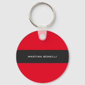 Plain Clean Red Dark Grey Stripe Sleutelhanger (Voorkant)