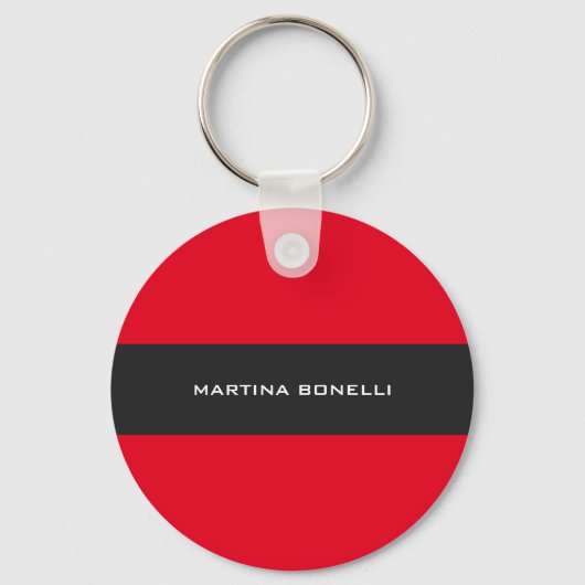 Plain Clean Red Dark Grey Stripe Sleutelhanger (Voorkant)