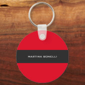Plain Clean Red Dark Grey Stripe Sleutelhanger (Achterkant)