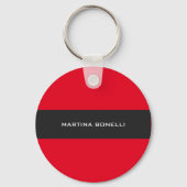 Plain Clean Red Dark Grey Stripe Sleutelhanger (Achterkant)