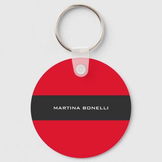 Plain Clean Red Dark Grey Stripe Sleutelhanger (Achterkant)