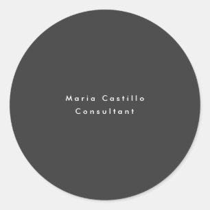Plain Elegant Black Minimalist Modern Ronde Sticker