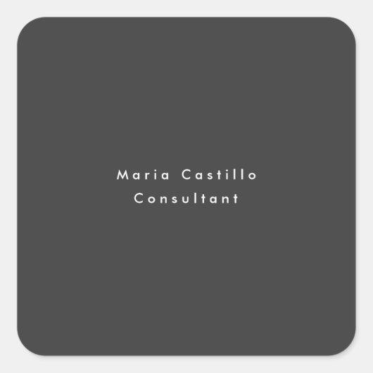 Plain Elegant Black Minimalist Modern Vierkante Sticker (Voorkant)