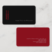 Plain Elegant Black Red Minimalist Premium Silk Visitekaartje (Voorkant / Achterkant)