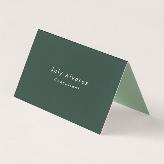 Plain Elegant Grayish Green Minimalist Visitekaartjes (Voorkant)
