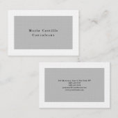 Plain Elegant Grijs Wit Minimalistisch Modern Visitekaartje (Voorkant / Achterkant)