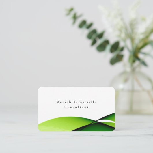 Plain Elegant Groen Wit Minimalistisch Design Visitekaartje (Staand voorkant)