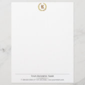 Plain Elegant Laurel Wreath Monogram Letterhead Gepersonaliseerd Briefhoofd (Voorkant)