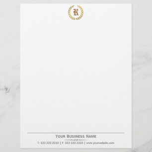 Plain Elegant Laurel Wreath Monogram Letterhead Gepersonaliseerd Briefhoofd