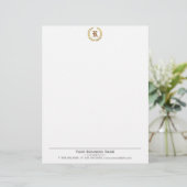 Plain Elegant Laurel Wreath Monogram Letterhead Gepersonaliseerd Briefhoofd (Staand voorkant)