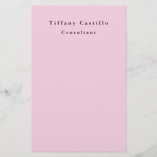 Plain Elegant Licht Roze Eenvoudig Minimalistisch  Briefpapier (Voorkant)