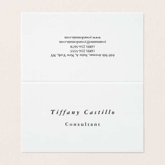 Plain Elegant minimalist Modern Premium Linen Visitekaartjes (Buitenkant ongevouwen)