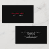 Plain Elegant Modern Black Red Minimalist Visitekaartje (Voorkant / Achterkant)