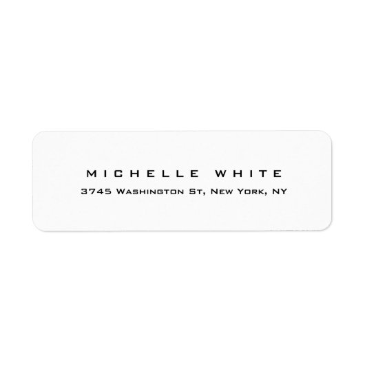 Plain Elegant Modern Black White Minimalist Etiket (Voorkant)