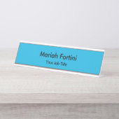 Plain Elegant Modern Minimal Jouw naam Blue Bureau Naambordje (Voorkant)