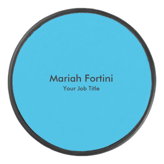 Plain Elegant Modern Minimal Jouw naam Blue Hockey Puck (Voorkant)