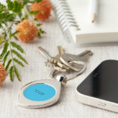 Plain Elegant Modern Minimal Jouw naam Blue Sleutelhanger (Zijkant)