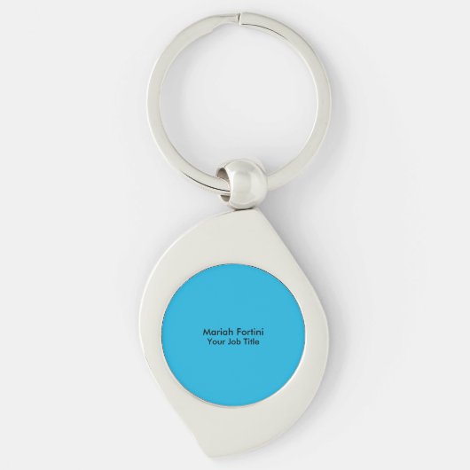 Plain Elegant Modern Minimal Jouw naam Blue Sleutelhanger (Voorkant)