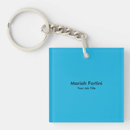 Plain Elegant Modern Minimal Jouw naam Blue Sleutelhanger (voorkant)