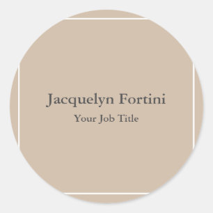 Plain Elegant Modern minimalist Ronde Sticker
