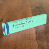 Plain Elegant Modern minimalistisch Blauw Naambordje (Zijkant)