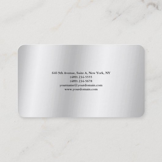 Plain Elegant Silver Gray Minimalist Modern Visitekaartje (Achterkant)