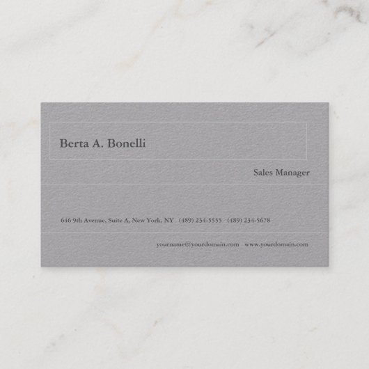 Plain Gray minimalist Modern Visitekaartje (Voorkant)