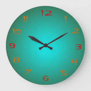 Plain Green/Aqua Illuminated Design>Kitchen Clocks Grote Klok