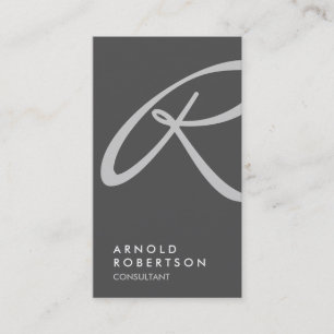 Plain Grey Trendy Monogram Visitekaartje
