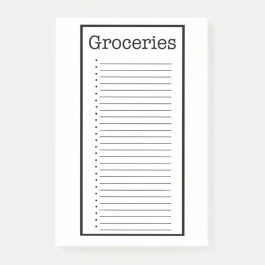 Plain Grocery List Post it Notes (Voorkant)