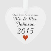 Plain Heart 1st Christmas Mr & Mrs Pas getrouwd Ornament (voorkant)