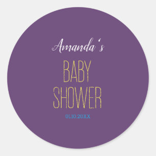 Plain Indigo Yellow Modern Minimalistisch Baby sho Ronde Sticker