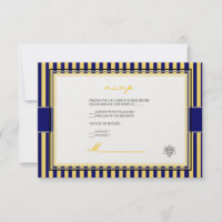 Plain jaune+bleu marine rayures rsvp invitations r