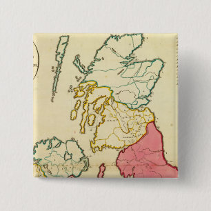 Plain-kaart Britse eilanden Vierkante Button 5,1 Cm