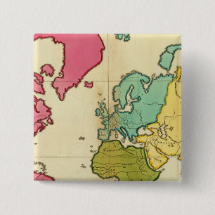 Plain map World Vierkante Button 5,1 Cm