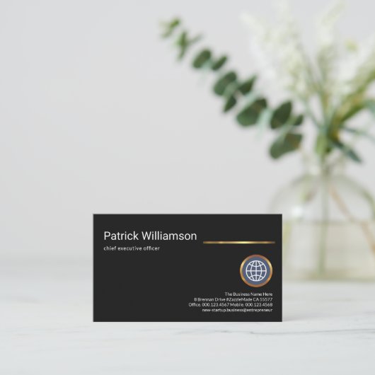 Plain minimalist Gold Line CEO Startup Visitekaartje (Staand voorkant)