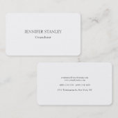 Plain minimalist White Professional elegant Visitekaartje (Voorkant / Achterkant)