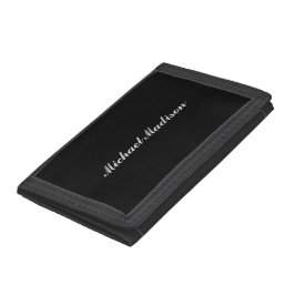 Plain minimalistische moderne kalligrafie zwarte k drievoud portemonnee