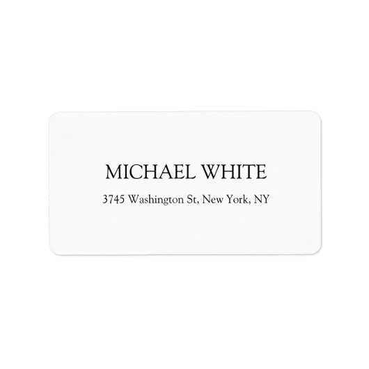 Plain Modern Black & White Minimalist Etiket (Voorkant)