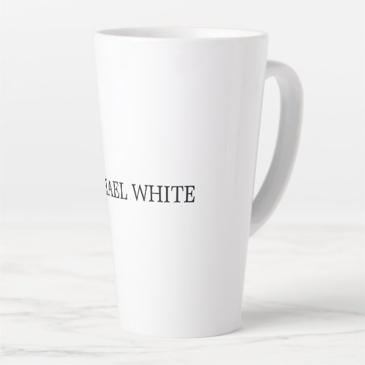 Plain Modern Black & White Minimalist Latte Mok (Rechterhoek)