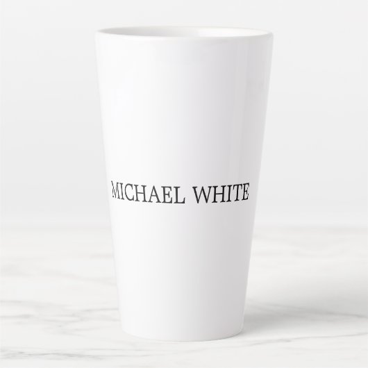 Plain Modern Black & White Minimalist Latte Mok (Voorkant)