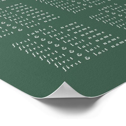 Plain Modern Greenery Wedding Seating Chart Poster (Hoek)